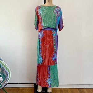 Women's 90's Batik 2pc Top and Skirt